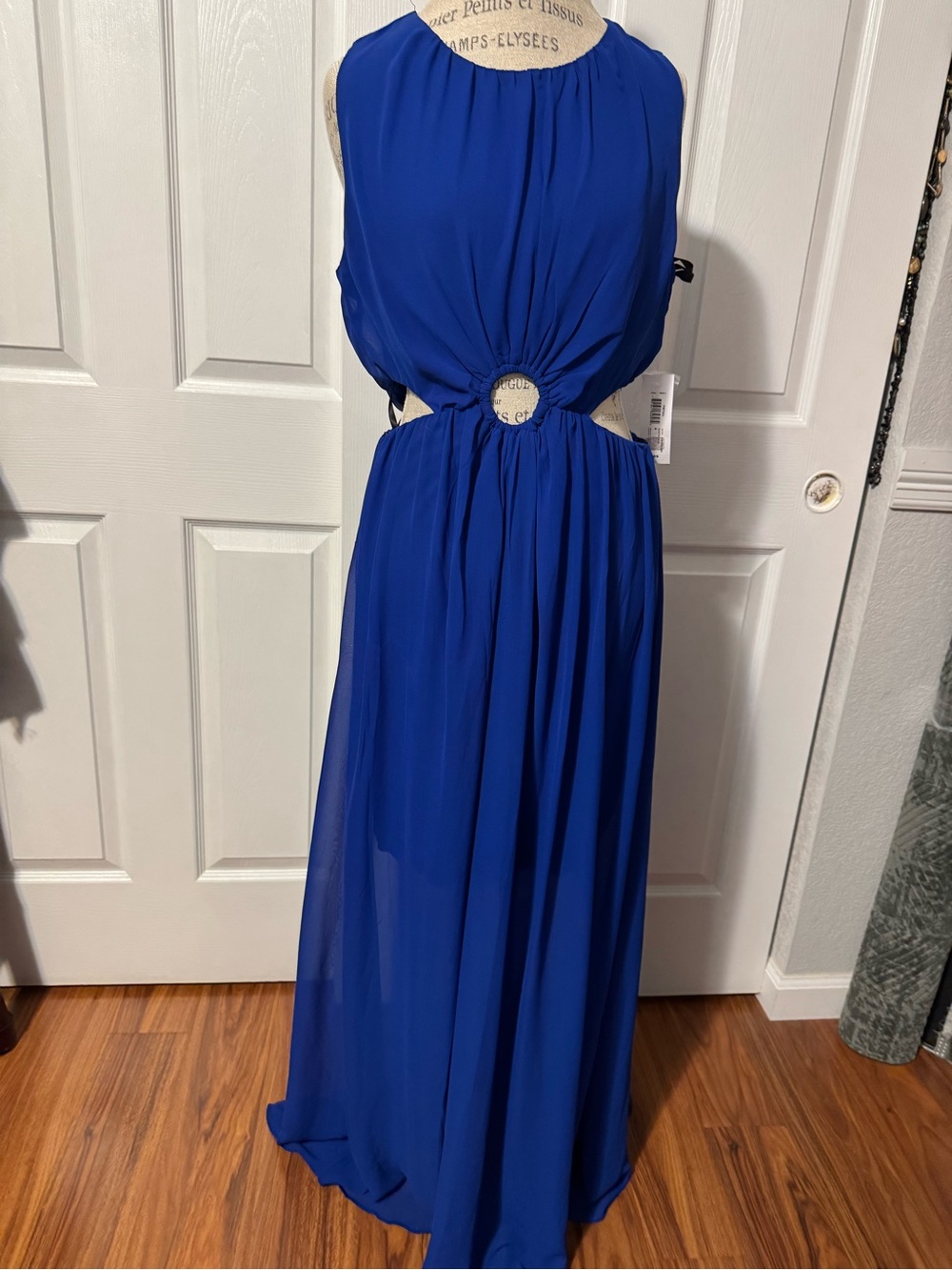 NWT Size 8 Royal Blue Cutout Maxi Dress with Center Ring